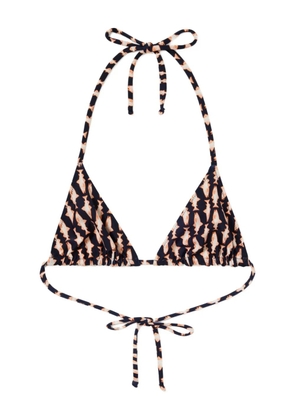 La DoubleJ fish-print triangle bikini top - Blue