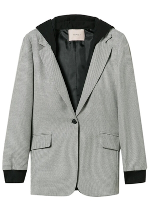TWINSET hooded houndstooth blazer - Black