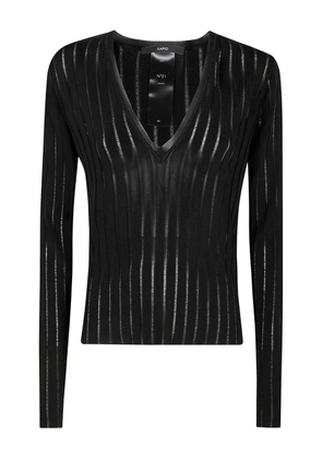 SAPIO ribbed V-neck sweater - Black