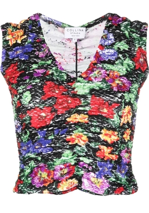 Collina Strada floral-print ruched vest top - Black
