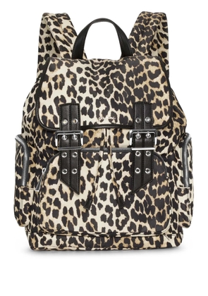 GANNI leopard-print backpack - Brown