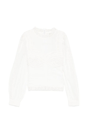 FARM Rio lace long-sleeve blouse - White