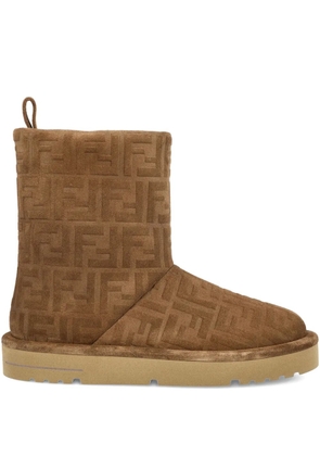 FENDI FF-logo padded boots - Brown