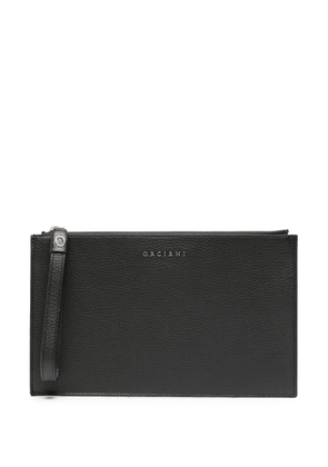 Orciani logo-lettering leather clutch - Black