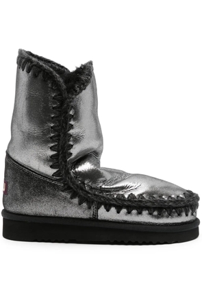 Mou Eskimo 18 crochet-trim metallic-leather boots - Black