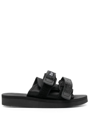 Blumarine logo-patch touch-strap slides - Black
