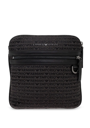 Emporio Armani all-over lettering messenger bag - Grey