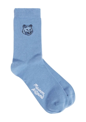 Maison Kitsuné fox-head embroidered socks - Blue