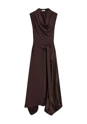 Ferragamo cowl-neck satin-panel dress - Brown
