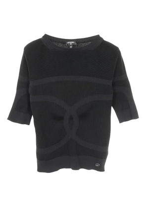 CHANEL Pre-Owned 1986-1988 Coco Mark ribbed T-shirt - Black