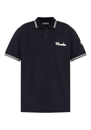Moncler embroidered-logo polo shirt - Blue