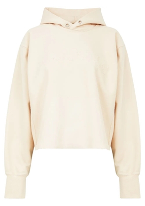 Maison Margiela logo-embroidered cotton hoodie - Neutrals