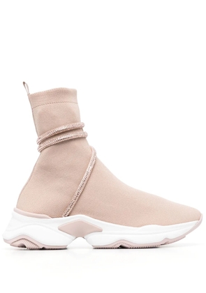 René Caovilla glitter-wrap sock-ankle sneakers - Neutrals