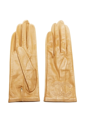 CHANEL Pre-Owned 1990-2000s interlocking CC leather gloves - Neutrals