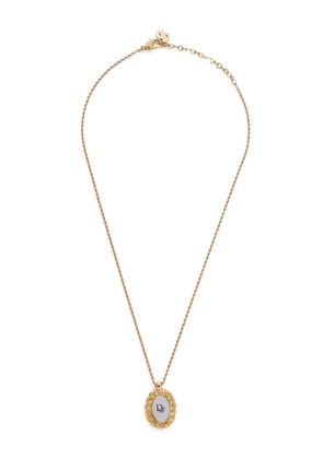 Christian Dior Pre-Owned 1995 mirrored logo-pendant long necklace - Gold