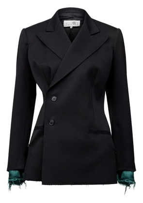 MM6 Maison Margiela logo-patch twill blazer - Black