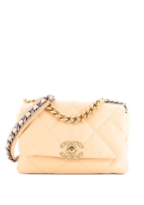 CHANEL Pre-Owned 19 Flap Bag Quilted Leather Medium crossbody bag - Neutrals