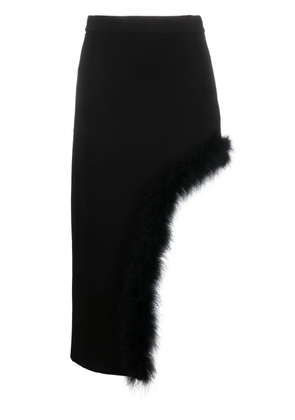 Amen feather-trim asymmetric midi skirt - Black