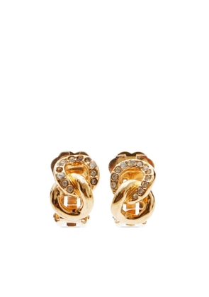 Christian Dior Pre-Owned rhinestone clip-on earrings - Gold