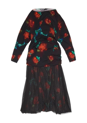 Bimba y Lola rose-print maxi dress - Black