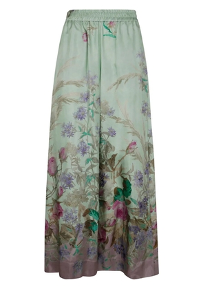 La DoubleJ Heath Placée-print silk trousers - Green