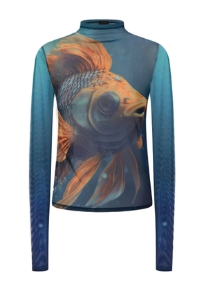 PINKO fish-print mesh top - Green