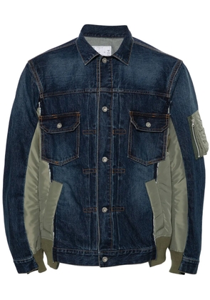 sacai patchwork denim jacket - Blue