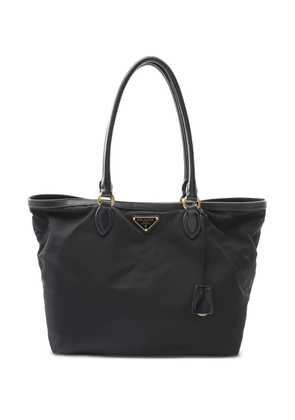Prada Pre-Owned leather-trimmed canvas tote bag - Black
