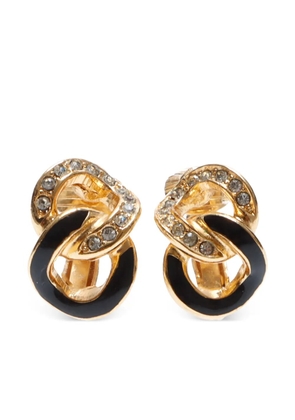 Christian Dior Pre-Owned chain rhinestone clip-on earrings - Gold