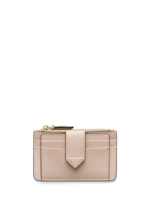 Prada triangle-logo leather cardholder - Neutrals