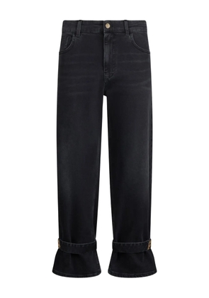 LIU JO logo-plaque ruffled jeans - Black