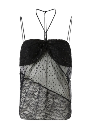 PINKO lace-paneled sequin blouse - Black