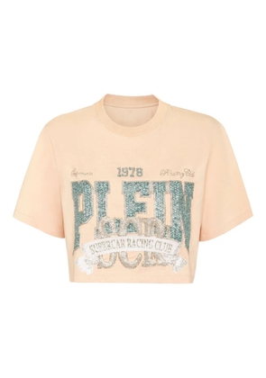 Philipp Plein Vintage-print cropped T-shirt - Neutrals