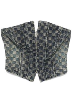 MISBHV monogram-jacquard denim corset - Blue