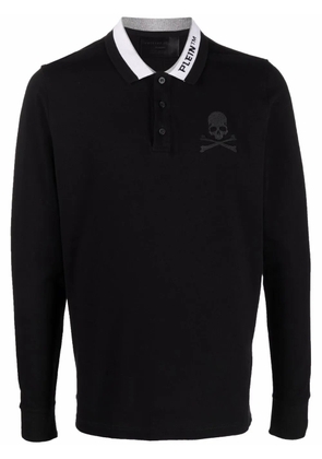 Philipp Plein logo skull print polo shirt - Black