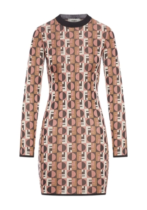 FENDI Optical geometric day dress - Pink