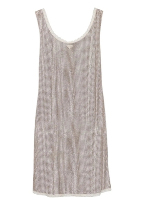 Prada rhinestone-embellished mesh minidress - Neutrals