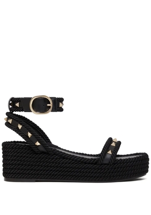 Valentino Garavani 45mm Rockstud flatform sandals - Black
