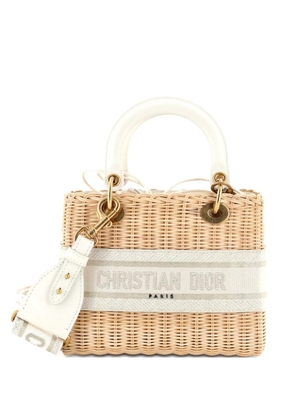 Christian Dior Pre-Owned Lady Dior Bag Wicker and Oblique Canvas Medium tote bag - Neutrals