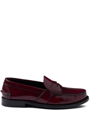 Prada brushed-leather loafers - Red