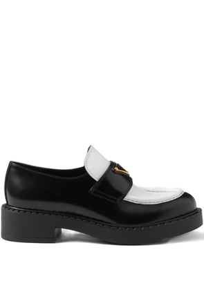 Prada leather Triangle-logo loafers - Black