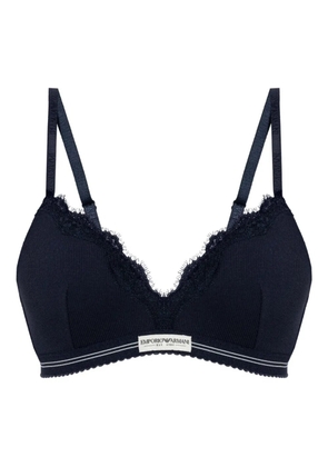 Emporio Armani lace ribbed bra - Blue