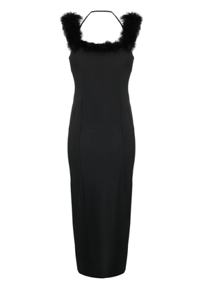 The Attico feather-trim midi dress - Black