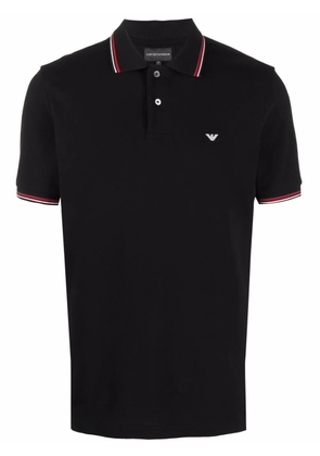 Emporio Armani logo-print cotton polo shirt - Black