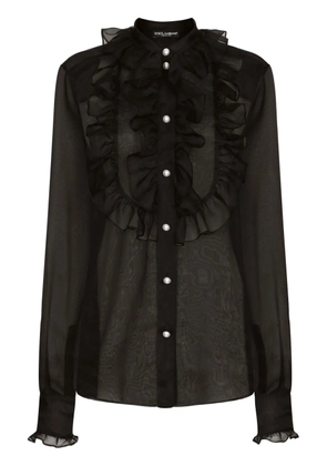 Dolce & Gabbana frilled-detail silk blouse - Black