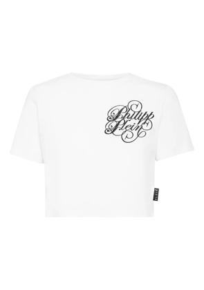 Philipp Plein logo-detail cropped t-shirt - White