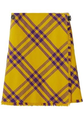 Burberry check-pattern frayed kilt - Yellow