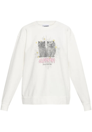GANNI cats-print sweatshirt - White