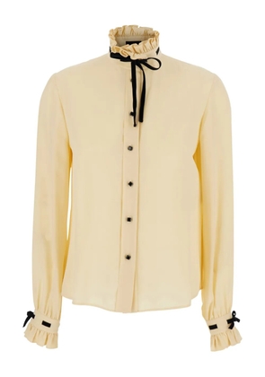 Valentino Garavani ruffled high-neck shirt - Neutrals
