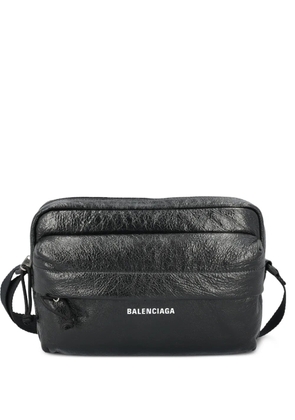 Balenciaga logo-print shoulder bag - Black